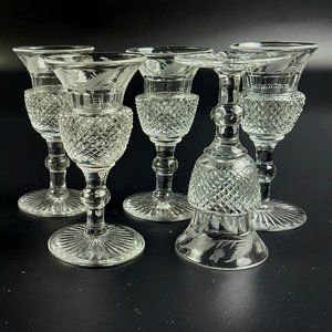 Vintage Cordial Glass Thistle (Cut) by EDINBURGH CRYSTAL - Set of 5 - 3.5" Tall